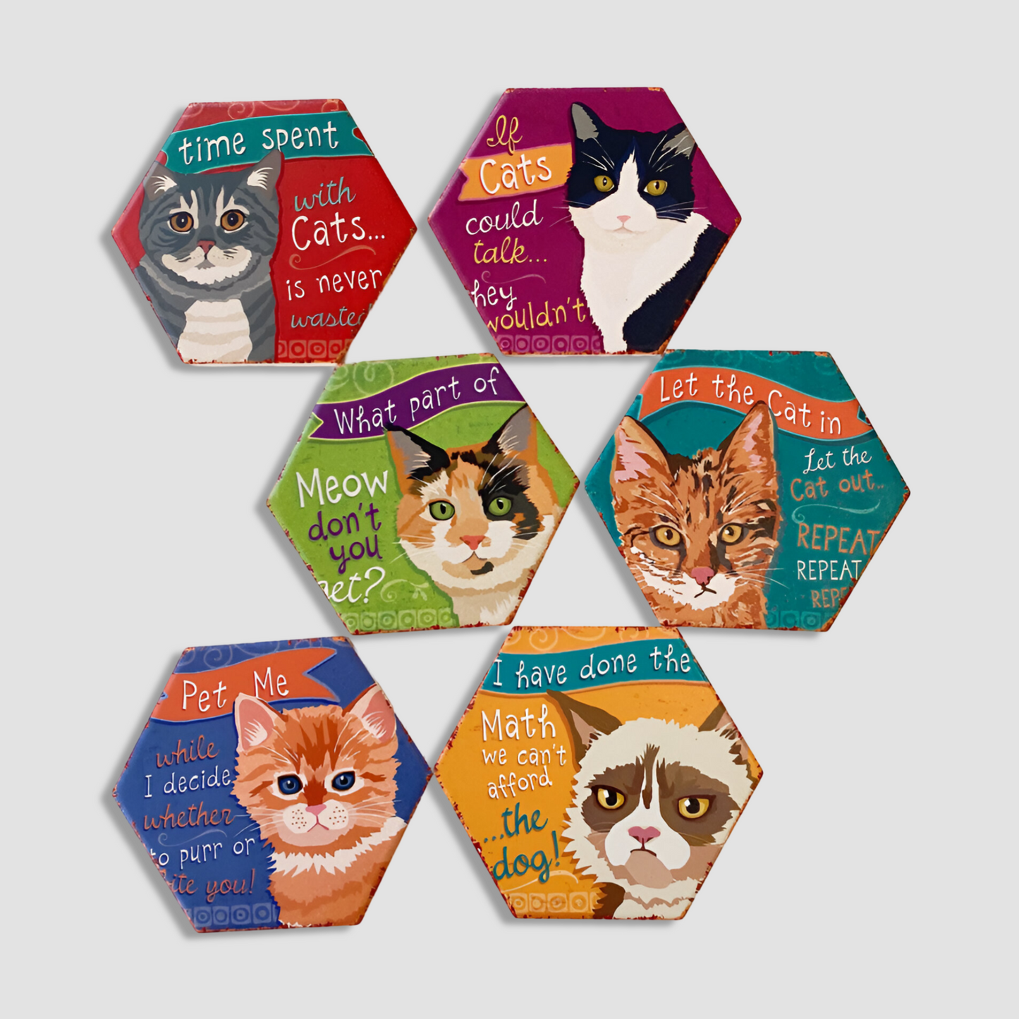 Cat Gang Coasters Set Of 6 - A Petter Place