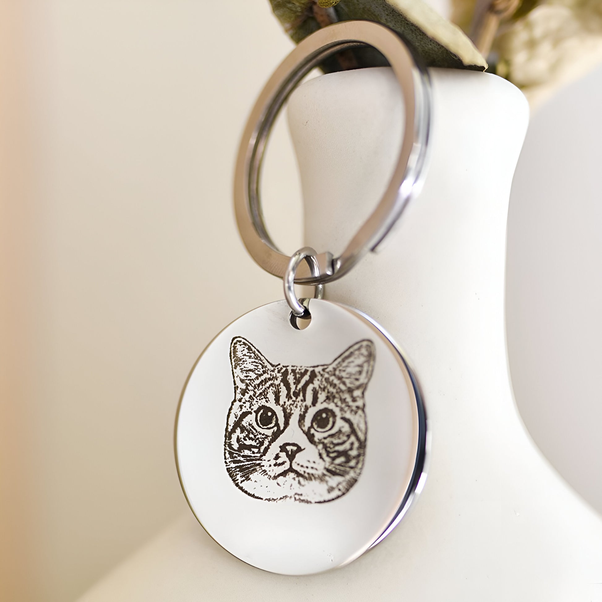 Custom Pet Memorial Keychain Silver