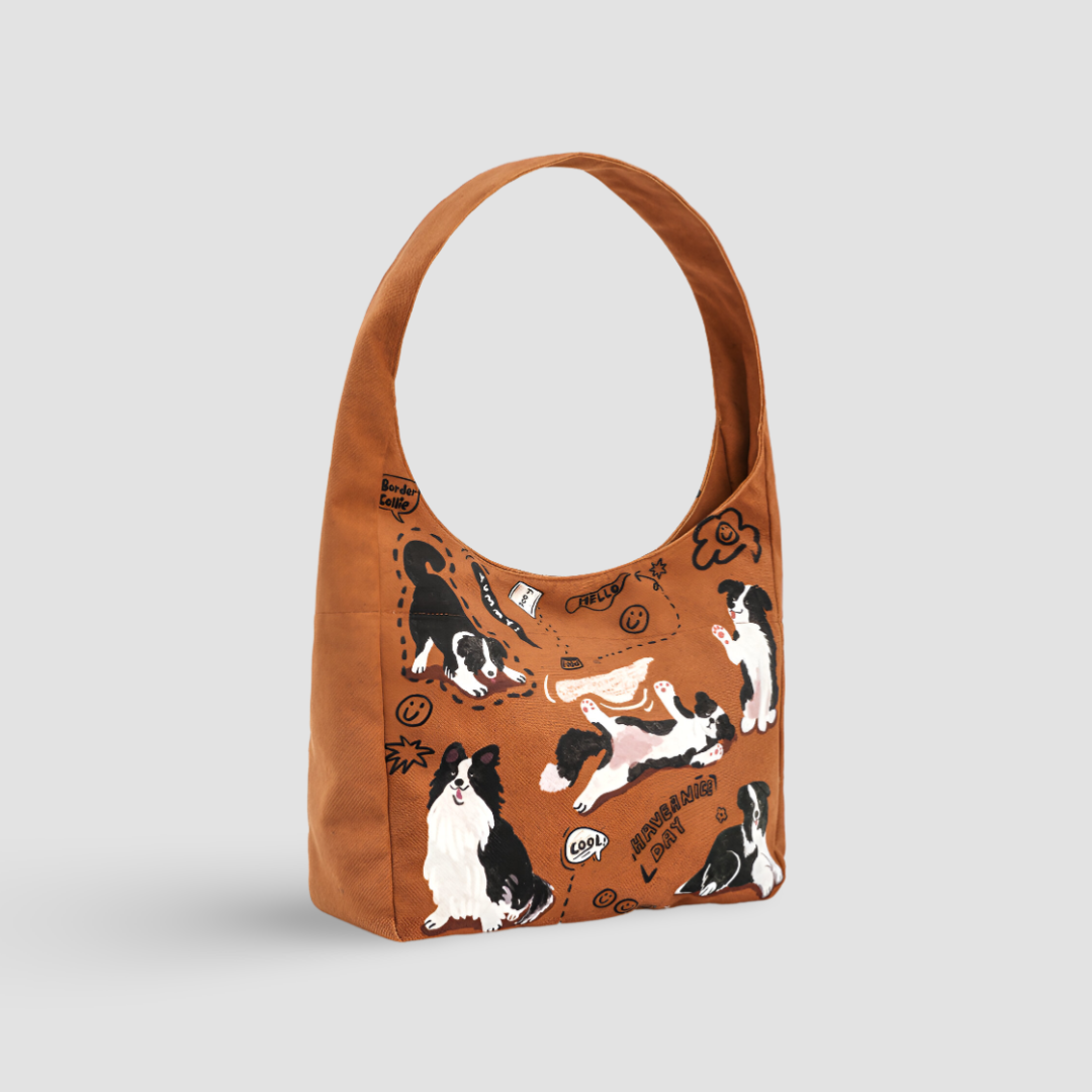 Pawsitive Collie Print Canvas Bag A Petter Place